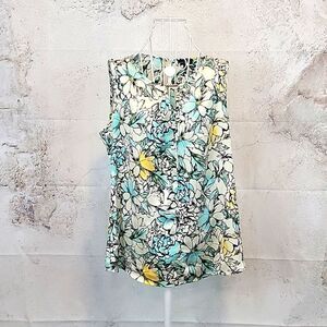 The Limited floral print sleeveless blouse - blue & white Women's Size L